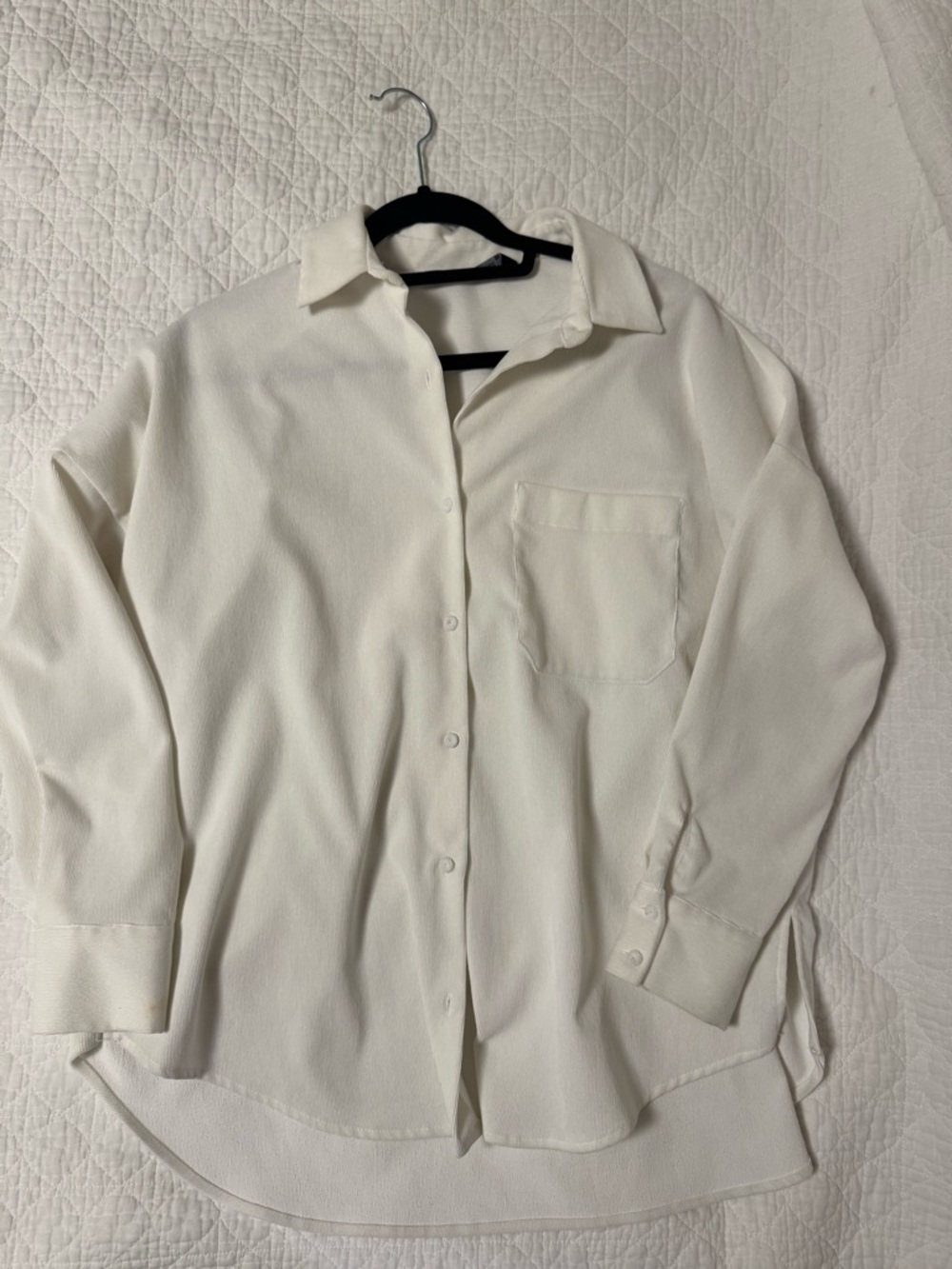Zara White Long-Sleeve Button-Down Shirt